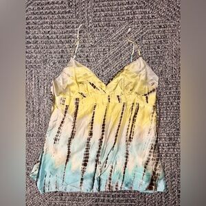 BCBGMaxAzria Yellow and Blue SILK  Bustier Camisole SIZE LARGE